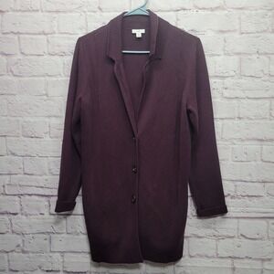 J Jill Cardigan Sweater Sz MP Petite Purple 3 Button Knit Preppy Business Casual